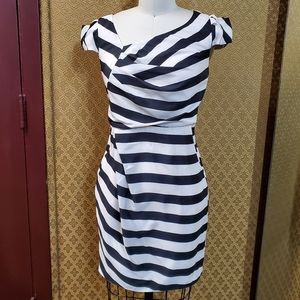 Vintage Striped Pleated Dress